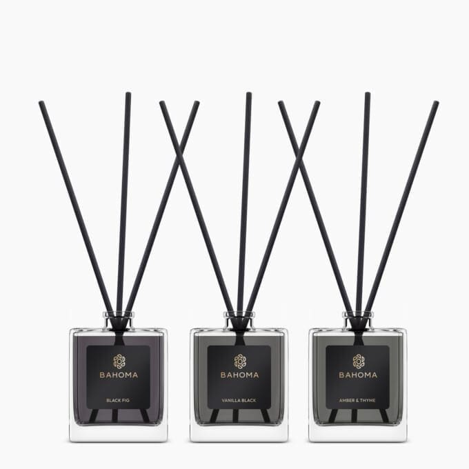 Bahoma London 3x 50ml Fragranced Diffuser Set Obsidian Collection with Black Reeds