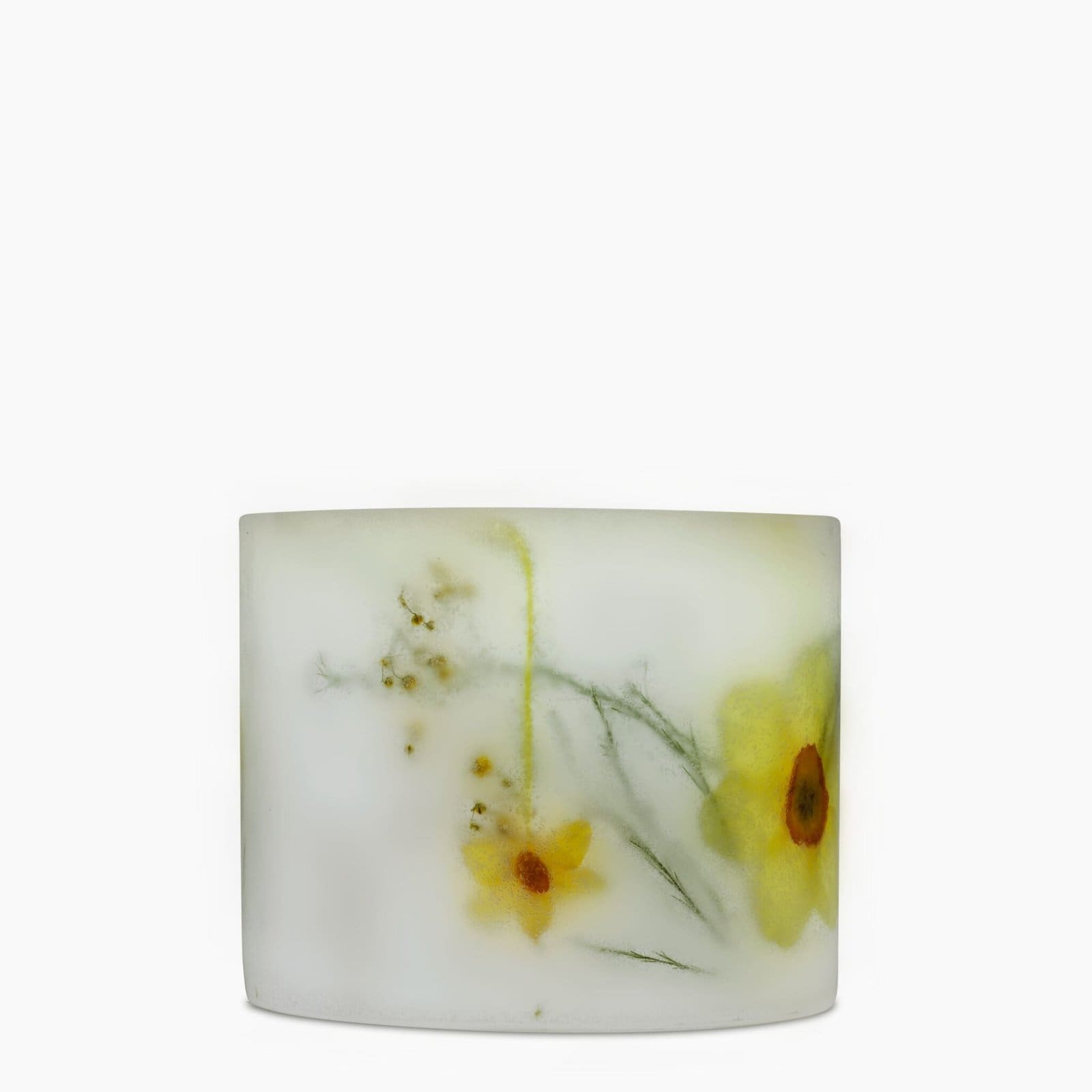 Left profile of the Awakening Scented Grand Pillar Candle showing its impressive scale and white wax.