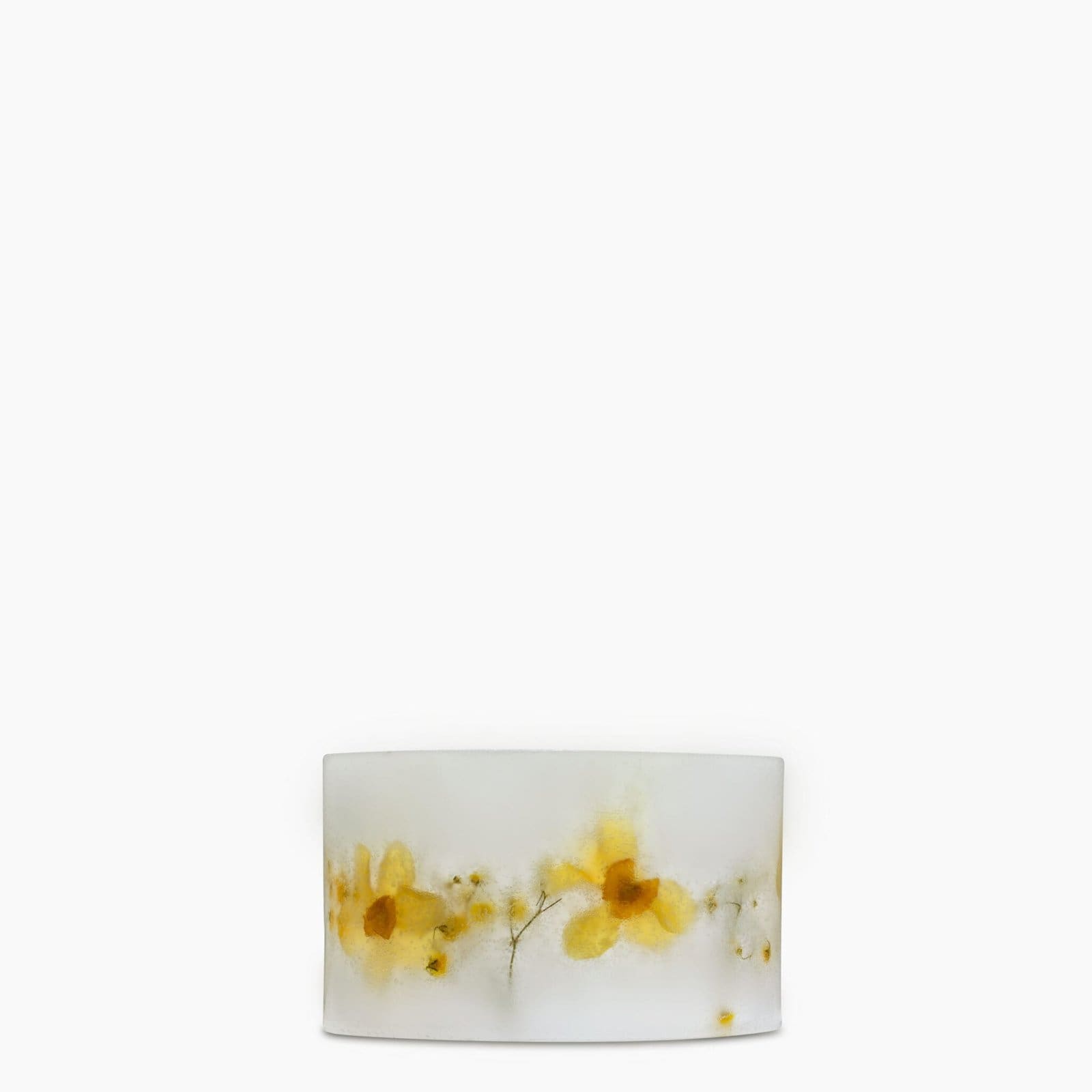 Left profile of the Awakening Scented Small Pillar Candle showing the clean white wax finish.